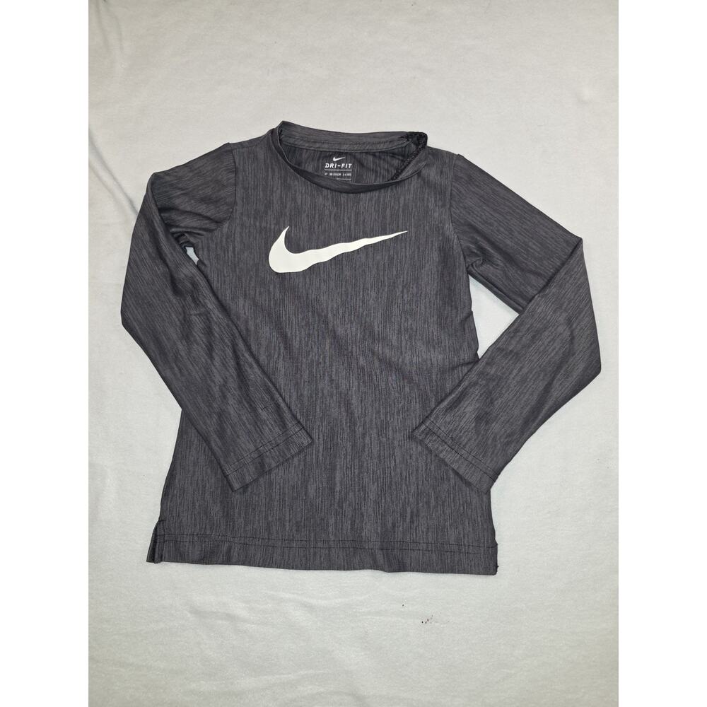 Nike Dri-FIT Toddler Boys Long Sleeve Shirt 4T Gray Black Athletic Swoosh